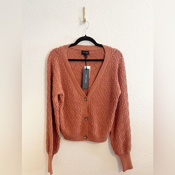 Driftwood Nancy knit cardigan in brick. Large. NWT - Picture 2 of 8